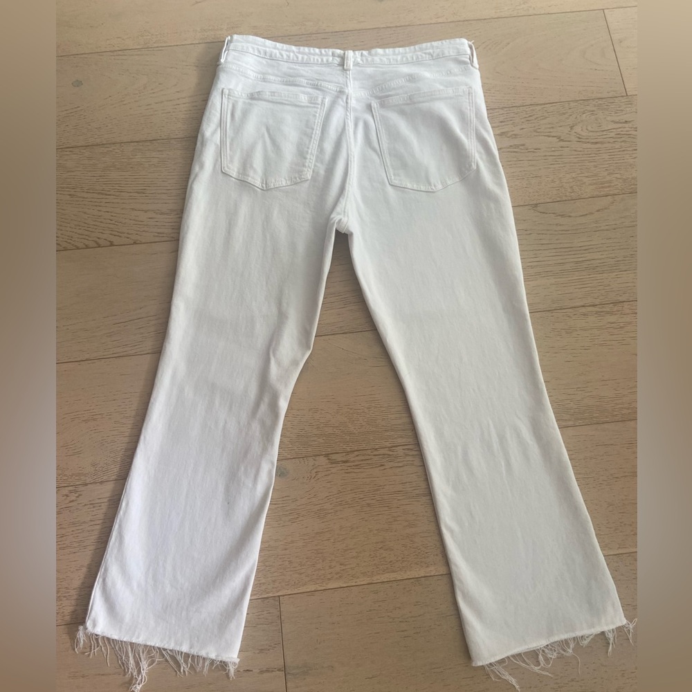 ZARA TRF High Rise Straight Ankle Jeans Size 14 White Raw Hem EUC - Picture 4 of 10